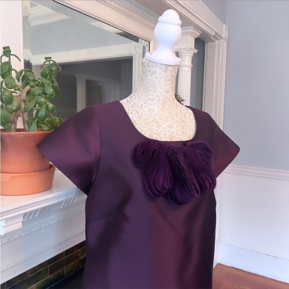 CHARLOTTE BRODY 100% Silk Deep Plum Short Sleeve Sheath Dress Size 10 - Picture 2 of 10